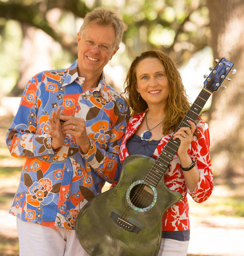 Johnette and Scott with guitar