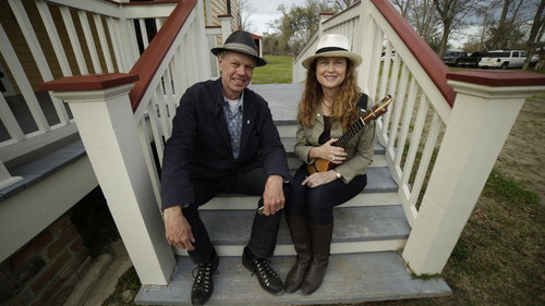 Johnette and Scott on stairs